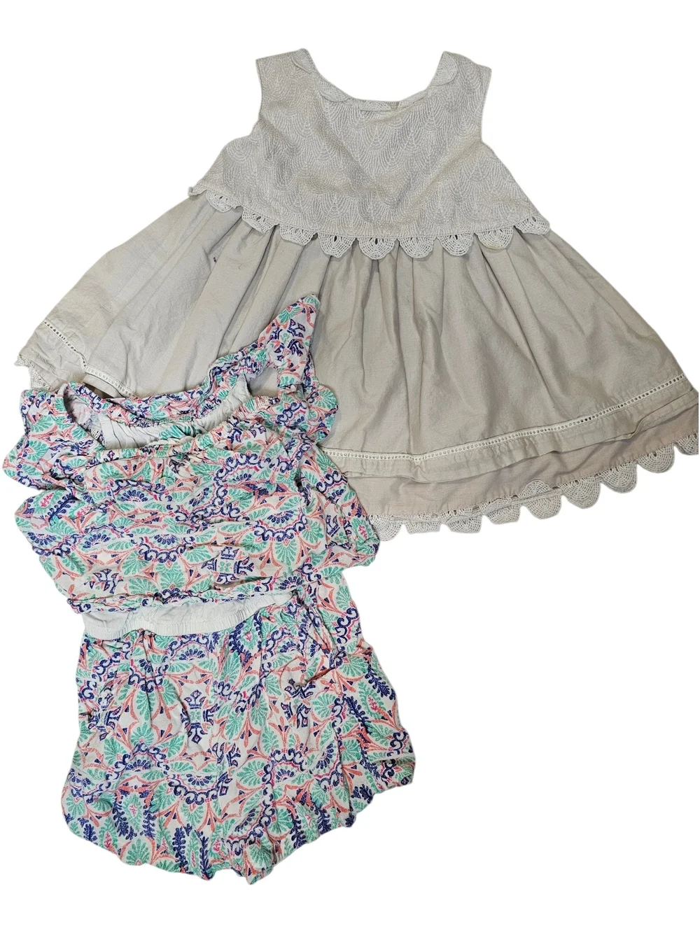 2T / 24 Mos Girls 10 Item Bundle Dress Romper Top Bottom Sets